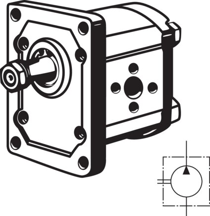 Exemplaire exposé: Pompe hydraulique à engrenages avec bride normalisée européenne (bride Plessey), taille 2