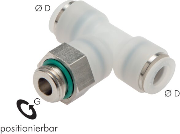 Exemplaire exposé: Raccord enfichable TE avec filetage cylindrique, PVDF