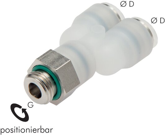 Exemplaire exposé: Raccord instantané en Y avec filetage cylindrique, PVDF