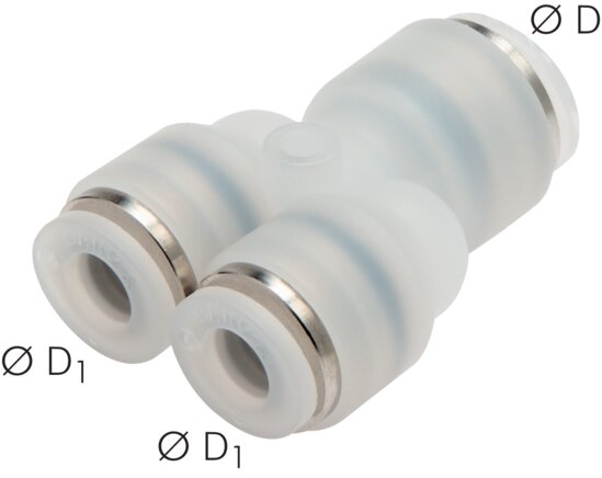 Exemplaire exposé: Raccord enfichable en Y, PVDF