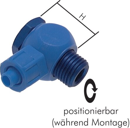 Exemplaire exposé: Raccord à vis angulaire CK (vis creuse) avec filetage cylindrique, plastique (POM)