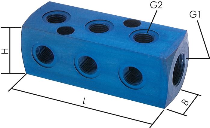 Exemplaire exposé: Bloc de distribution 9 voies, aluminium