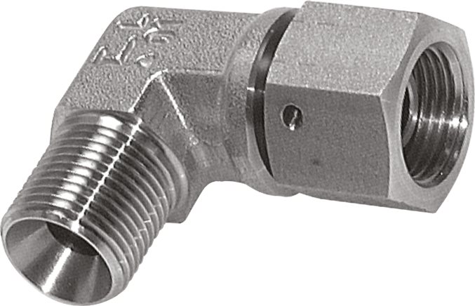 Exemplaire exposé: Coude à visser 90° avec filetage G (cône d'étanchéité universel 60°, mâle/femelle), 1.4571